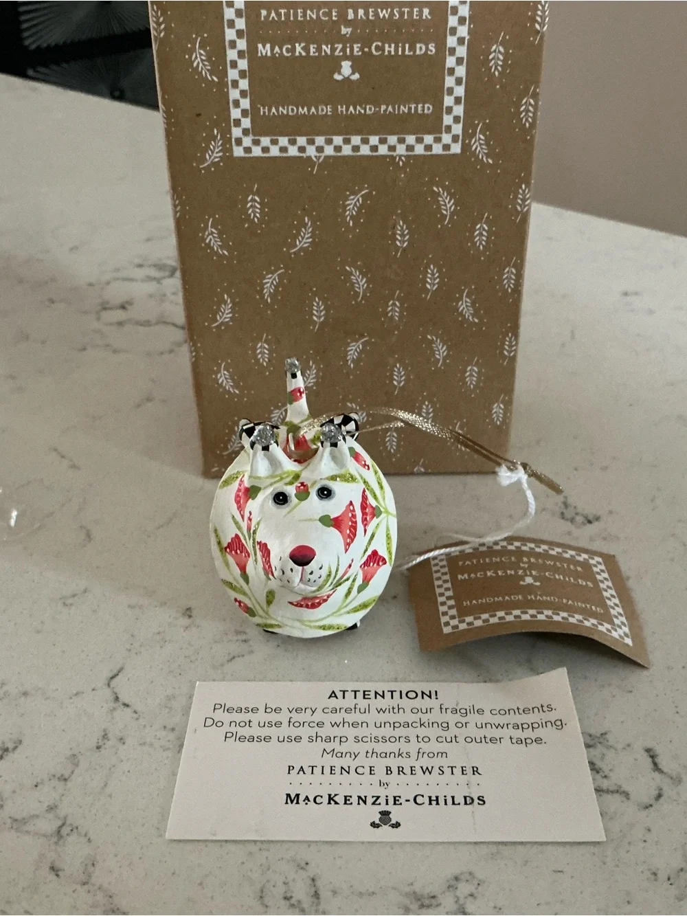 McKenzie Childs Gracie Westie terrier mini ornament #31310